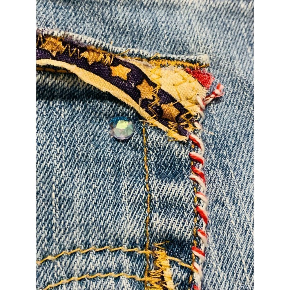 Vintage‎ Y2K Custom Levi’s Patriotic Patchwork Shorts Size 9 - Picture 14 of 17